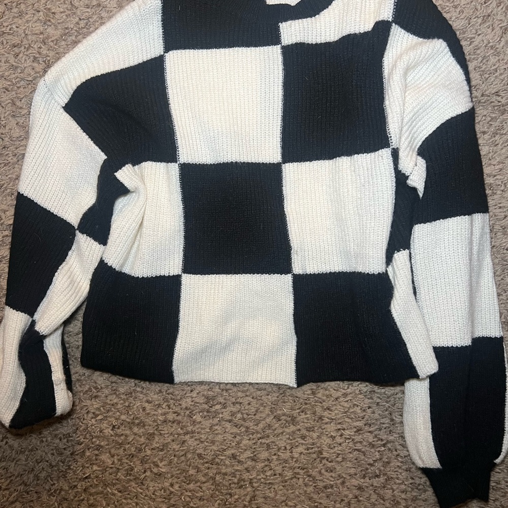 Black and White Checkered Sweater